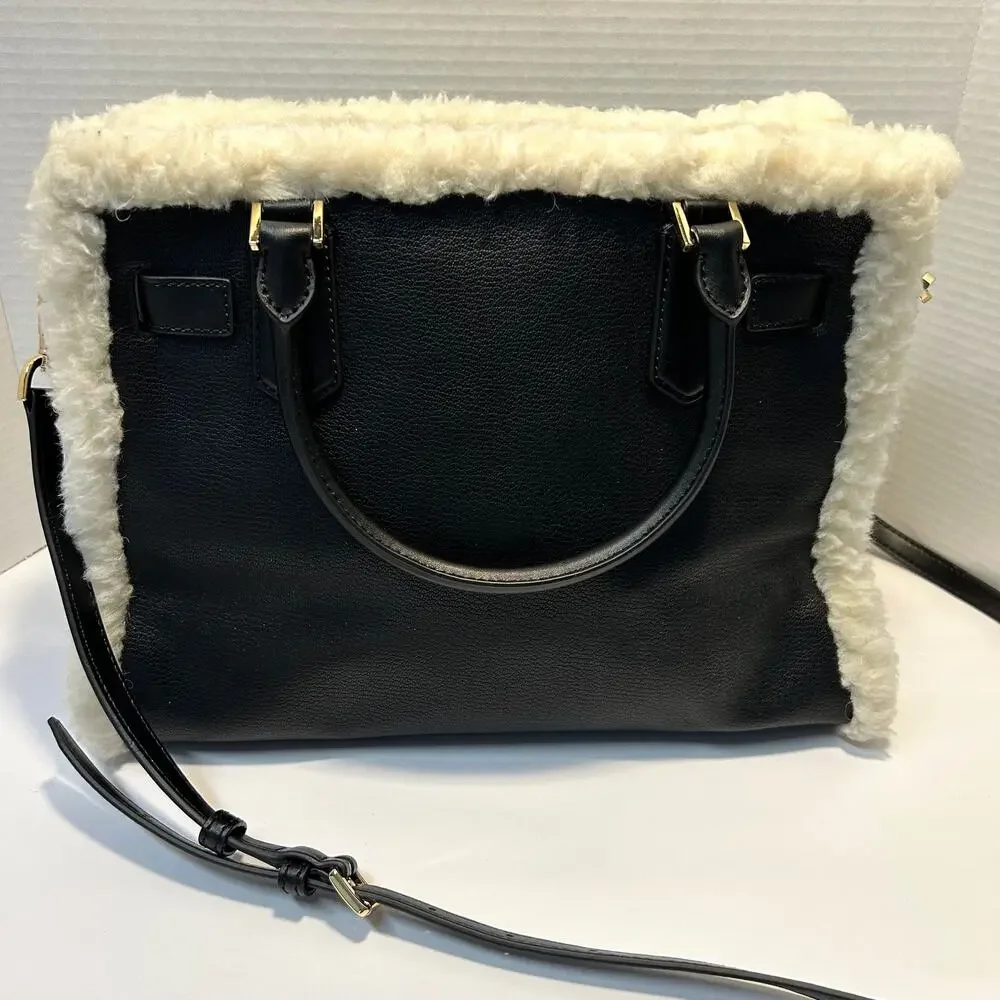 Michael Kors Hamilton Pebbled Leather Sherpa Trimmed‎ Crossbody/Satchel NWT